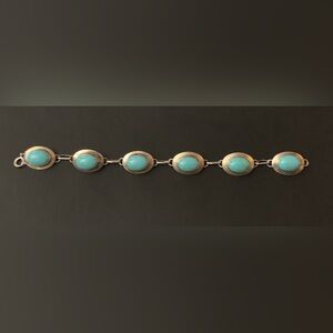 Vintage Navajo Sterling Turquoise Link Bracelet